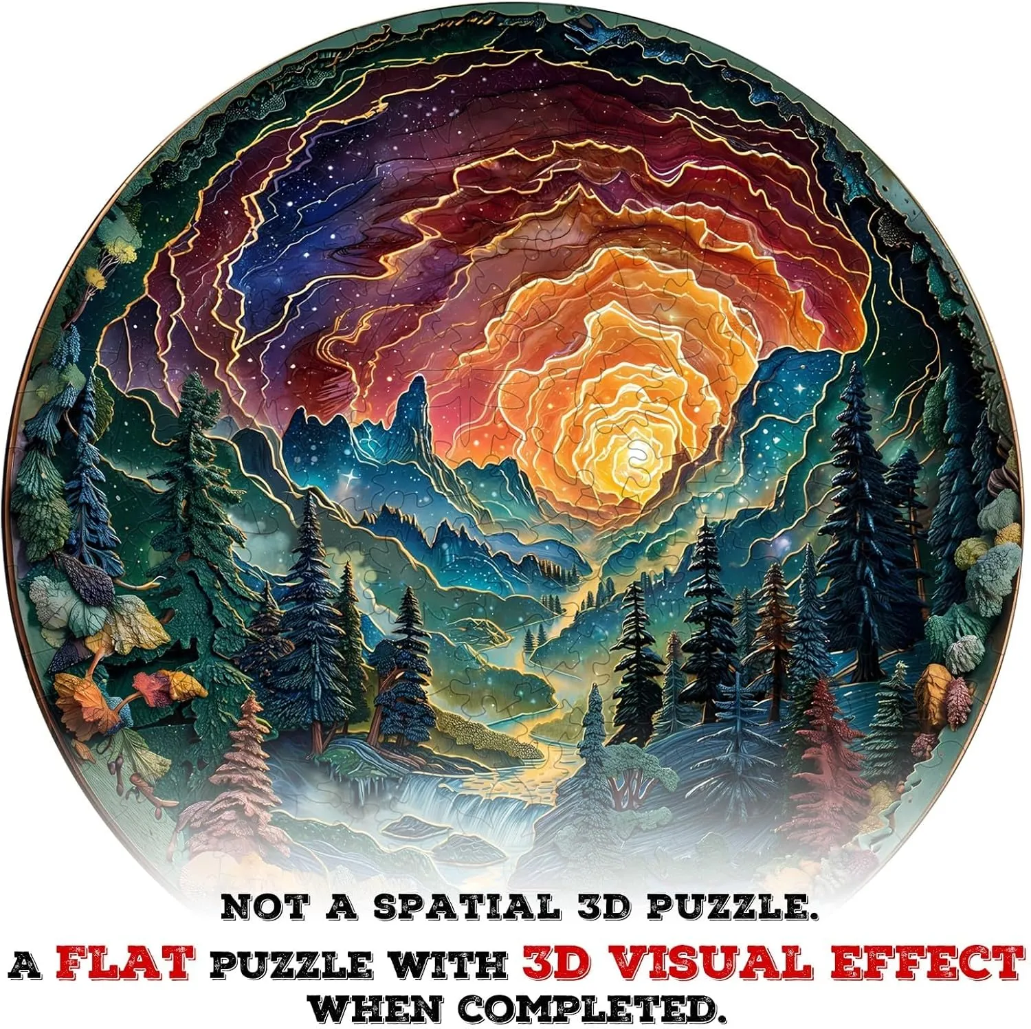 * 11.4in -200 pcs) Wooden Puzzles for Adults$ 3D Vision Effects nonfiction solder kerosene Cave Sky Wooden Jigsaw Puzzles for Adults$ Unique Shape$ Mountain Stream Cloud Star Landscape Wood Puzzles Adult$ Home Decor (M-11.4 