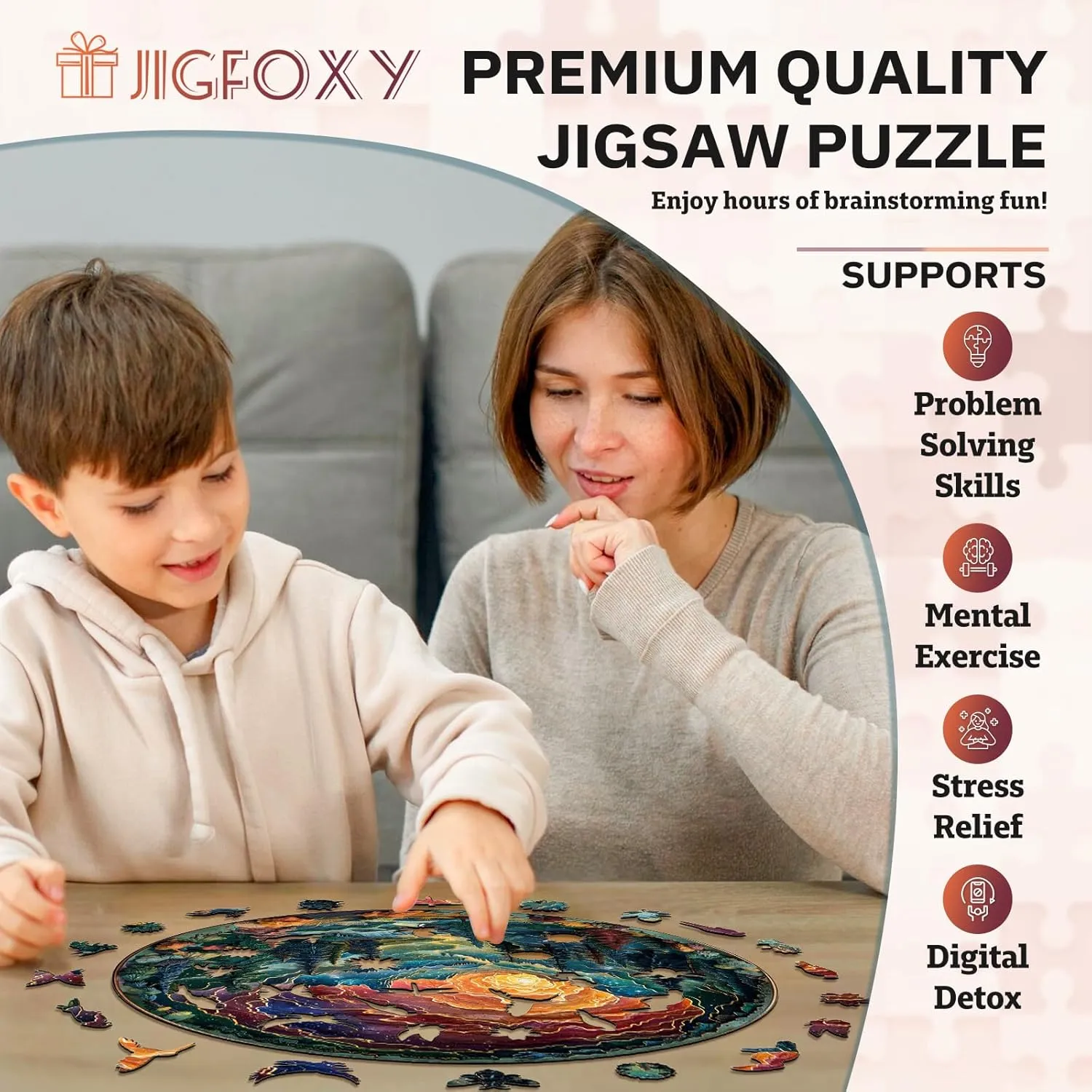 * 13.4in-300pcs) Jigfoxy Wooden Puzzles for Adults, Visual 3D Cave Sky Wood Puzzles Adult, Unique monument Animal Shape Wooden Jigsaw Puzzles for Adults, Birthday Gifts for Puzzle Lovers, Family (L-13.4 