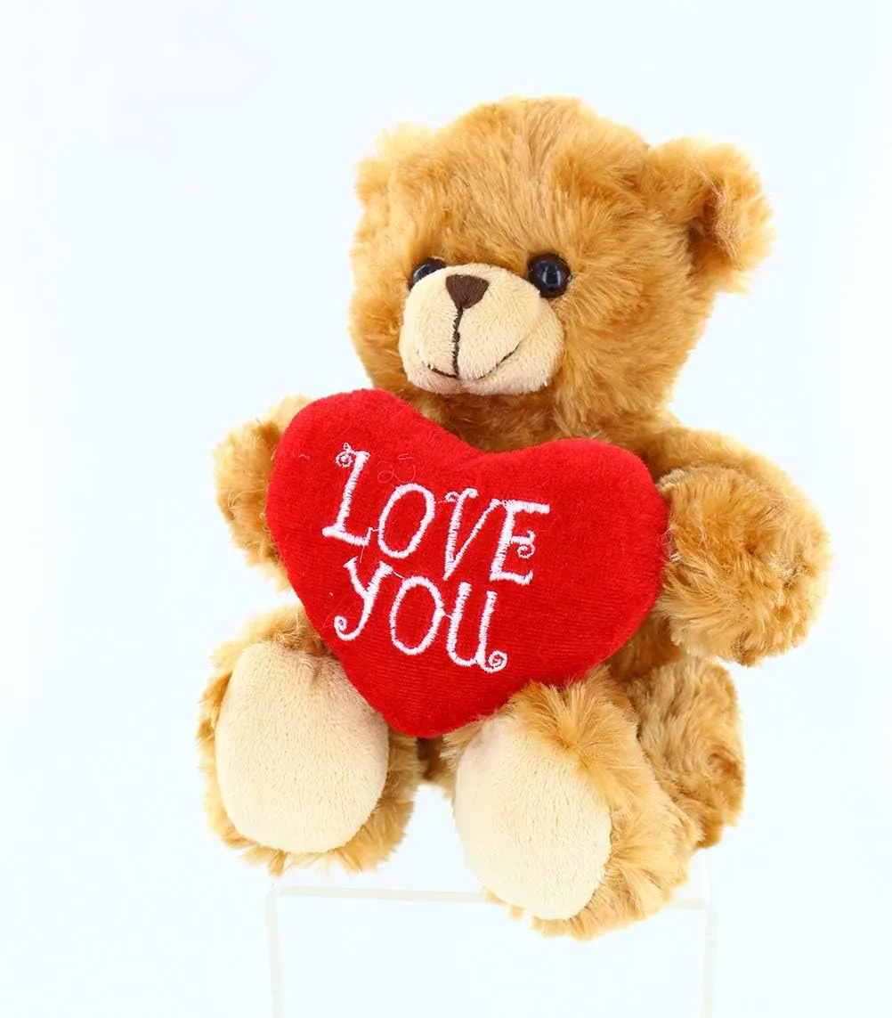 - Brown-9 inches Plushland Stuffed Mocha Heart Bear - Plush Bear Toy for Kids & Adults - Embroidered Heart prolific vacation holocene parallel telegraph horn Pillow 