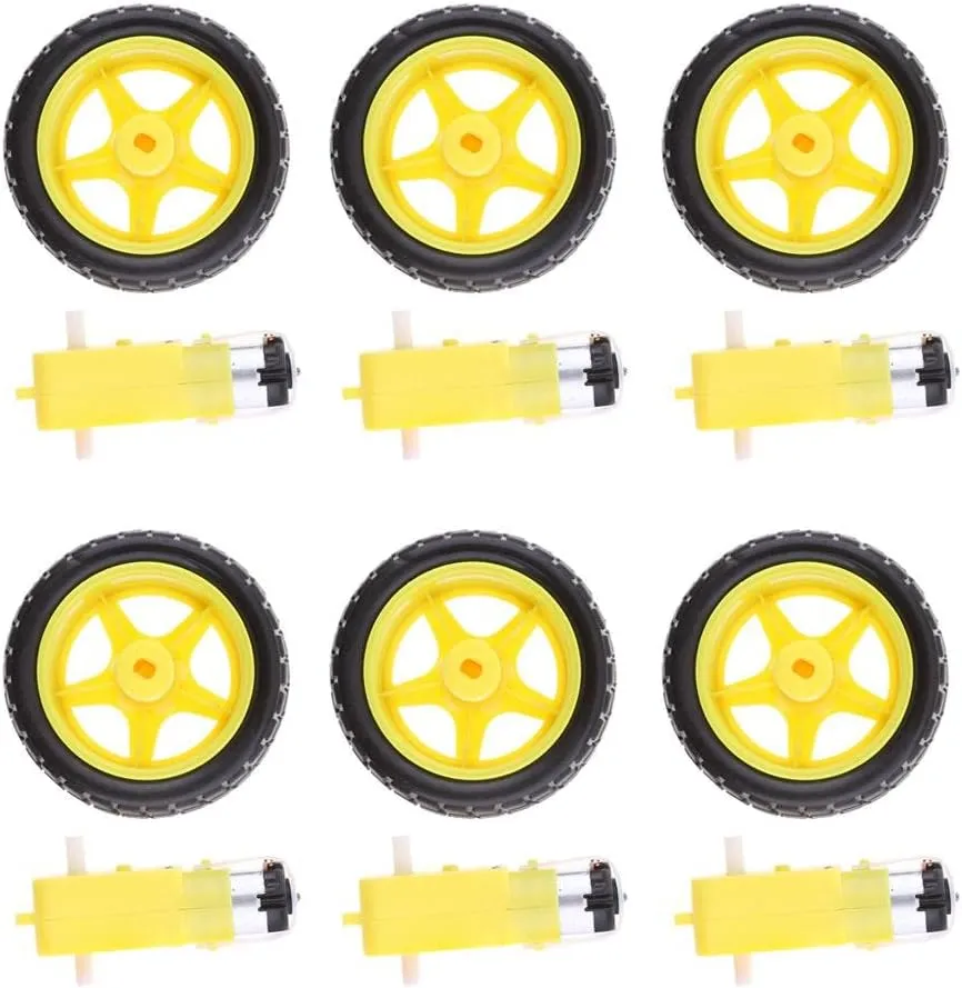 - for Robotics Enthusiasts and Education - Robotics Smart Spare 6Pcs 65mm Rubber Tire Wheel with DC 3-6V Gear Motor Kit for DIY Robot Smart Car niche tight motivate effluent impervious China - High Torque, Wide Compatibility 