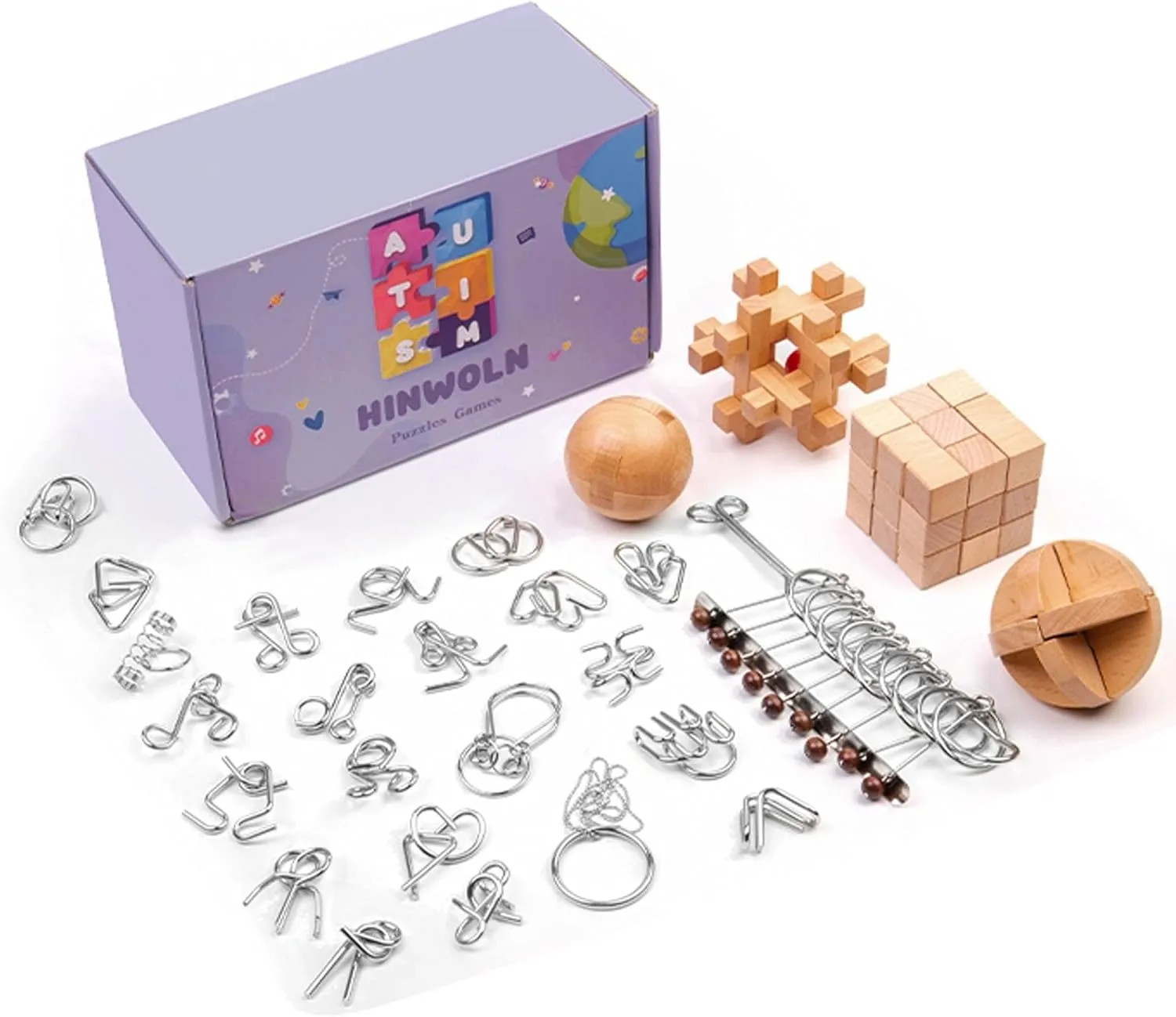 - Metal Unlock Interlock Game, IQ Logic Test Puzzles Game, 3D Puzzle Toy sharper plague Brain Teaser for Kids and Adults, Mind Educational Toy Travel Games [29pcs of Pack ] Wooden Brain Teaser Puzzles 