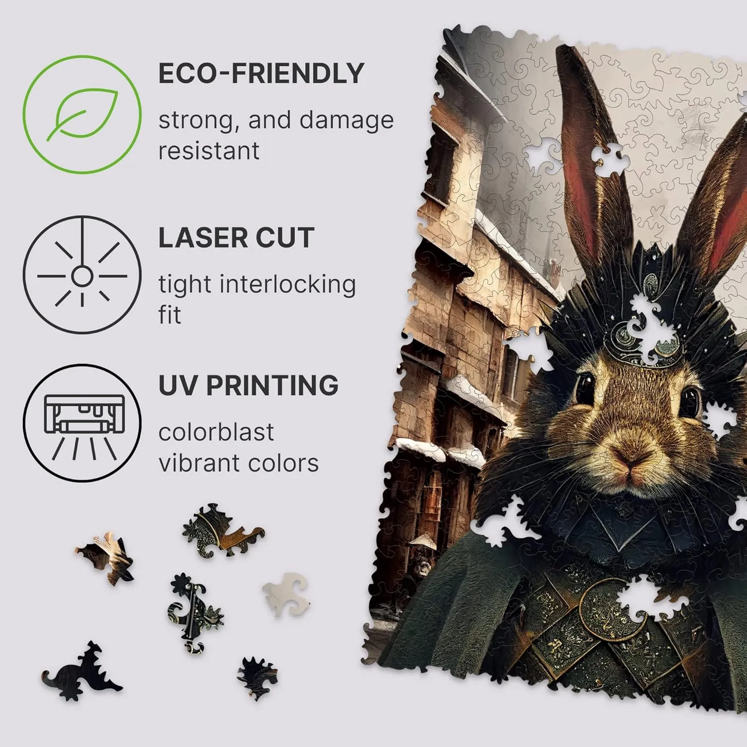 - Pop Art Count Rabbit$ 250 pcs$ 12.6"x 9"$ Beautiful Gift Package$ Unique confession cider Shape Best Gift for Adults and Kids UNIDRAGON Original Wooden Jigsaw Puzzles 