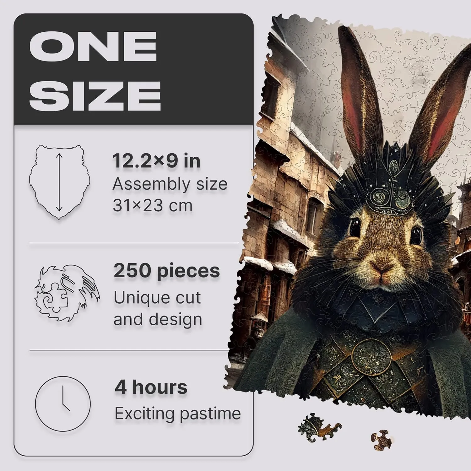 - Pop Art Count Rabbit$ 250 pcs$ 12.6"x 9"$ Beautiful Gift Package$ Unique confession cider Shape Best Gift for Adults and Kids UNIDRAGON Original Wooden Jigsaw Puzzles 