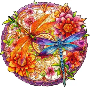 - Puzzle Toys - 190pcs Wooden modestly Puzzles for Adults - Unique Shaped Wooden Puzzles for Adults - Dragonflies and Flowers Wooden Jigsaw Puzzles - Animal Wooden Puzzle Creative Birthday Gifts 