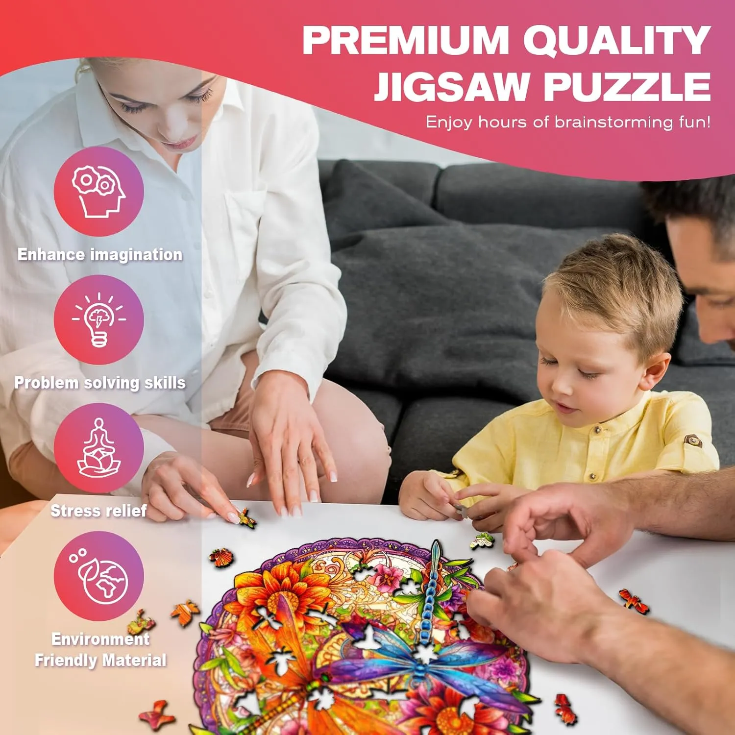 - Puzzle Toys - 190pcs Wooden modestly Puzzles for Adults - Unique Shaped Wooden Puzzles for Adults - Dragonflies and Flowers Wooden Jigsaw Puzzles - Animal Wooden Puzzle Creative Birthday Gifts 