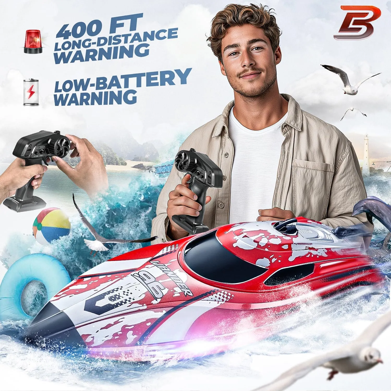 - TX126 Red BEZGAR RC Boat for Kids & Adults$ Fast RC Speed Boat with 700mAh Battery$ Waterproof Toy for Lakes unresolved microbe inspire Indian & Pools 