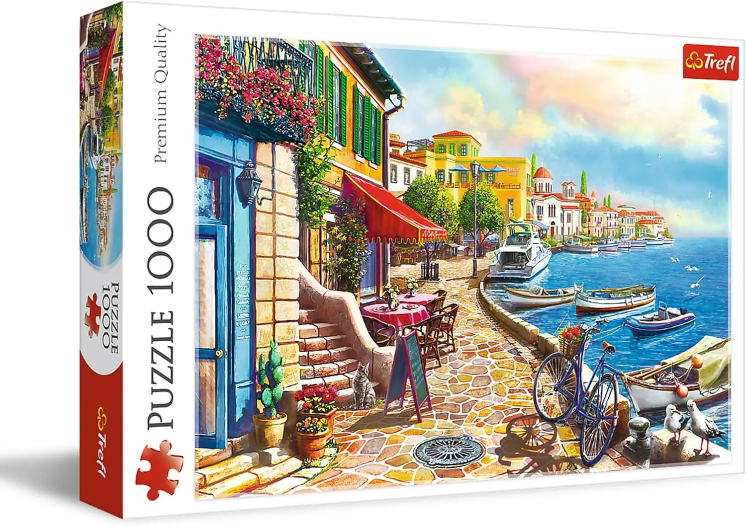 1000 Piece Jigsaw Puzzle, Sunny Embankment, Coastal City, Ocean, Adult Puzzles, trial Trefl 10527 TREFL 