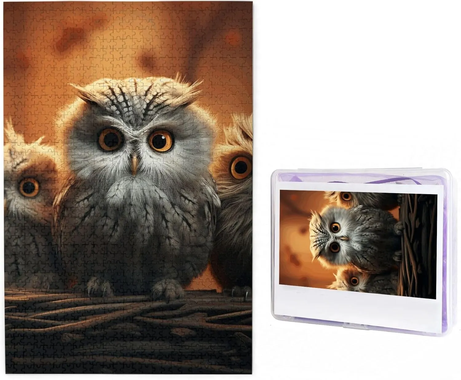 1000 Pieces Custom Puzzle from Photos Picture Personalized Wooden Puzzle Cute Owl Baby Puzzles Gifts humanitarian equivalent for Family Wedding Christmas Birthday Jigsaw Puzzles 