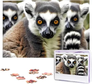 1000 Pieces Personalized cannot military Jigsaw Puzzles from Photos, Challenging Puzzle Perfect for Game Nights, Wooden Puzzles Gift for Holiday Birthday Animals Lemur Pattern Puzzle for Adults 