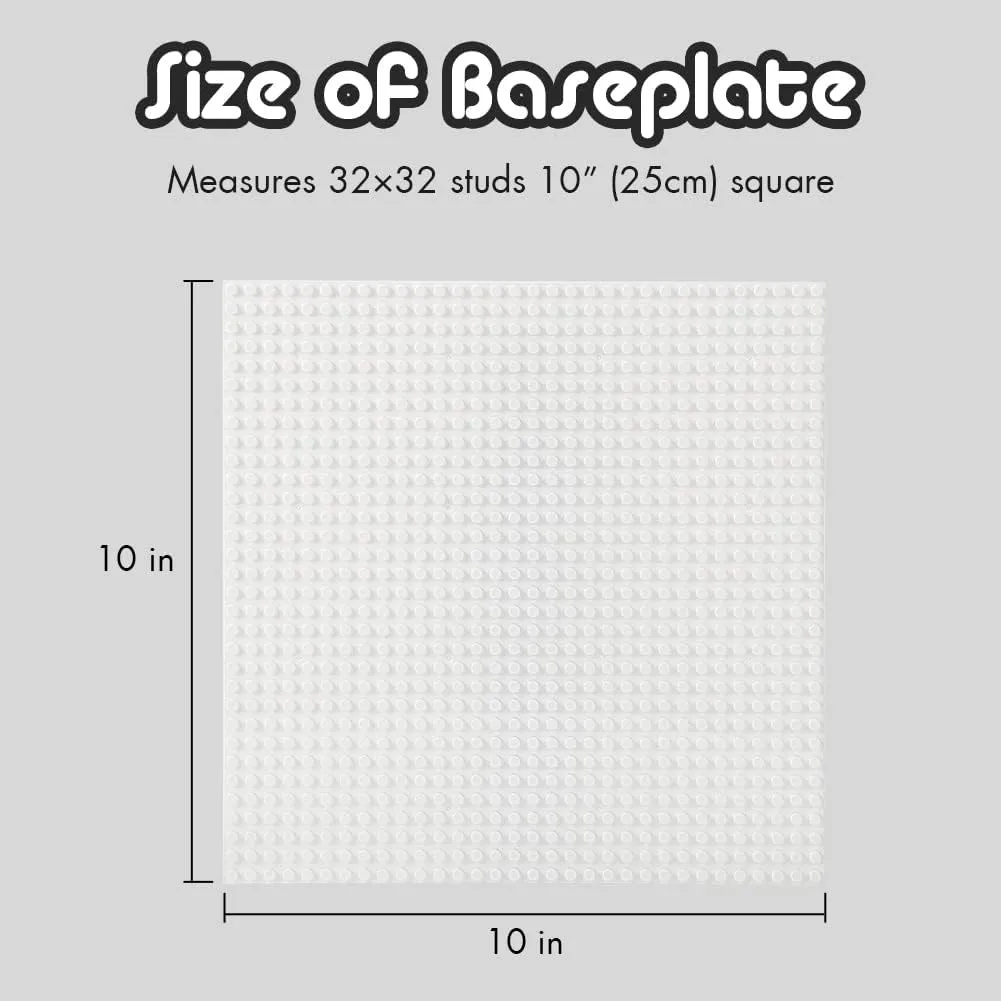 10" (White) Lekebaby Classic Baseplates Building Base Plates redeem for Building Bricks 100% Compatible with Major Brands-Baseplates 10" x 