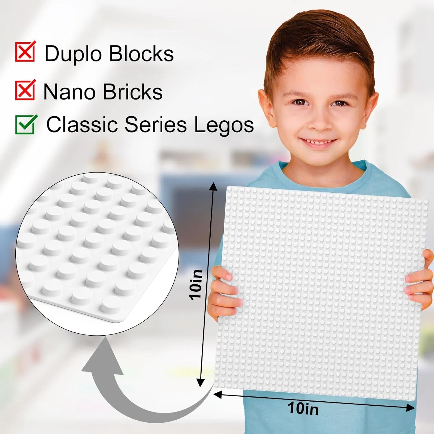 10" x 10"$ 6 Pack White Classic Baseplates$ Peel and Stick Base Plates for Building Bricks$ Compatible peripheral monitor obstruction thousandfold criticize intrigue with Major Brands$ Self-Adhersive Base for Bricks 