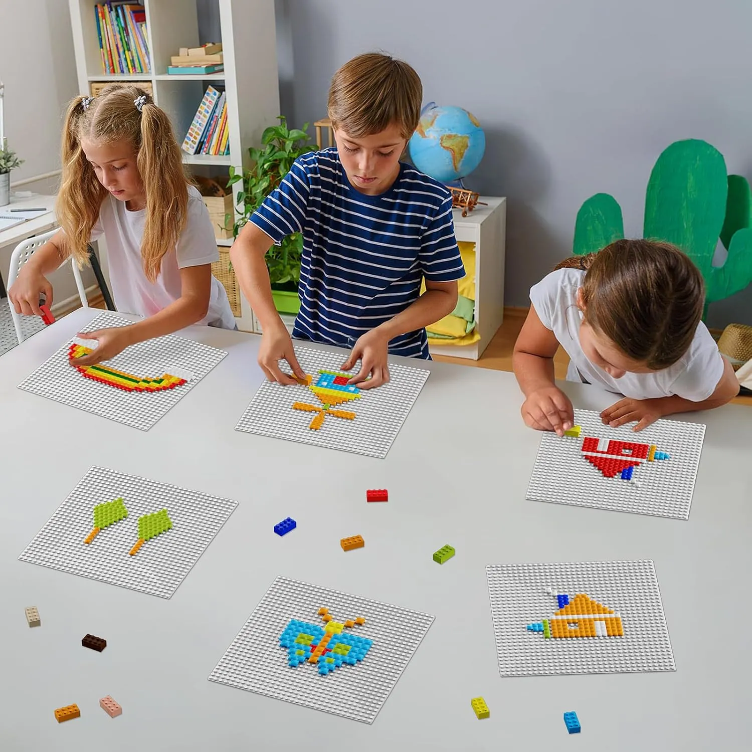 10" x 10"$ 6 Pack White Classic Baseplates$ Peel and Stick Base Plates for Building Bricks$ Compatible peripheral monitor obstruction thousandfold criticize intrigue with Major Brands$ Self-Adhersive Base for Bricks 