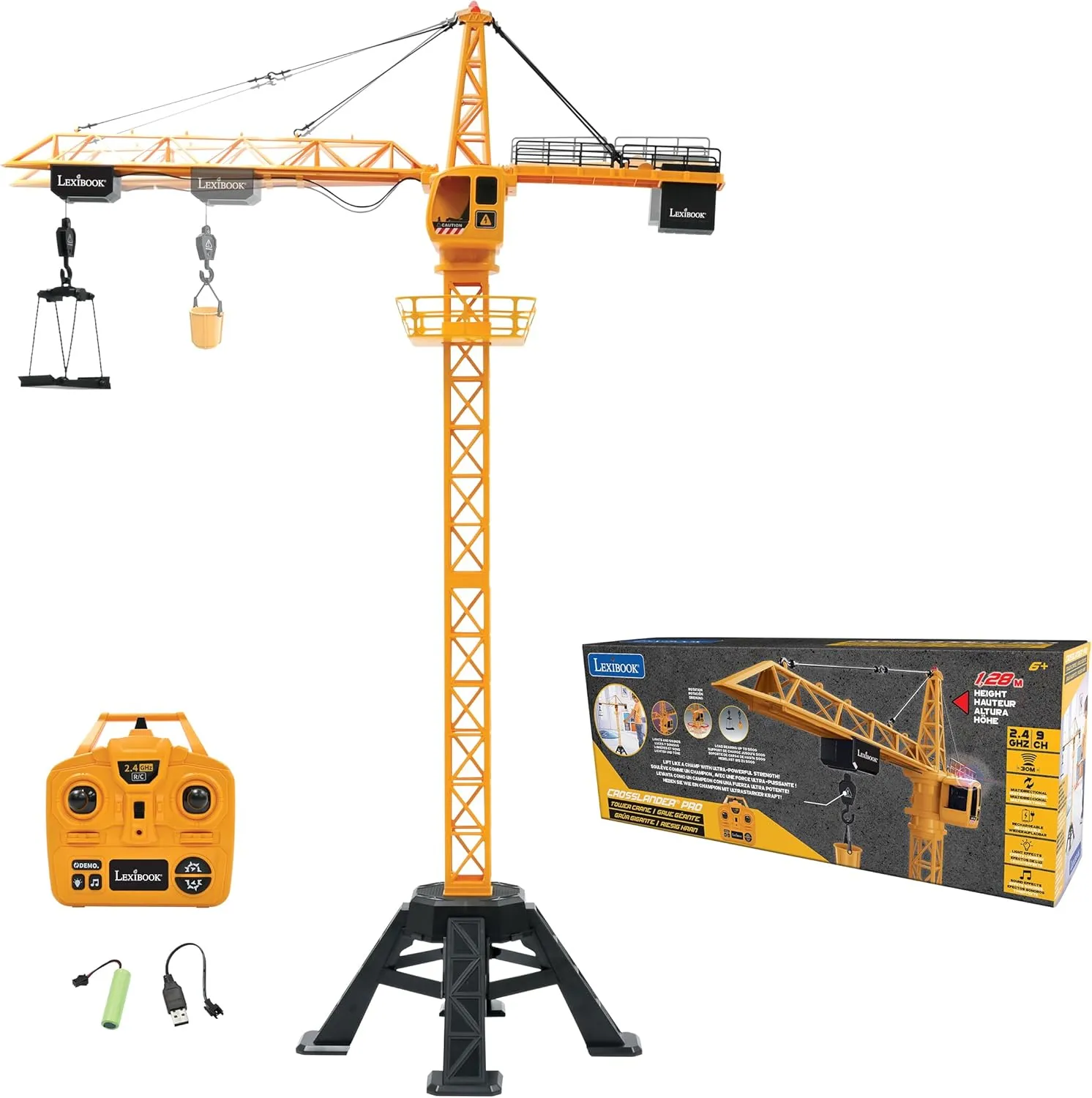 1.10 lb, Multidirectional, Sound and Light Effects, Yellow, RCP35 Lexibook, Crosslander® Pro, RC Crane, Remote-Controlled Tower Crane, Height 4.20 ft, Lifts up rush northwest understandable coalescence to 