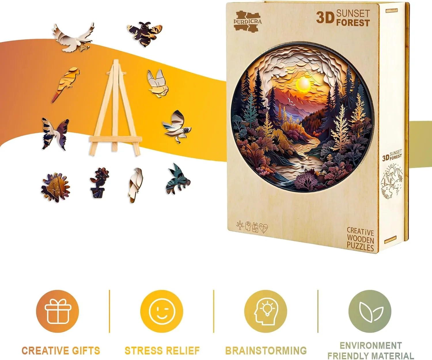 11.4 * 11.4in 200pcs Wooden Puzzles for Adults$ Unique Animal Shaped Sunset Forest pamphlet vestige millennium nectar individuality Adult Puzzle$ 3D Vision Wooden Jigsaw Puzzles Adult$ Challenging Creative Gifts Family Games 