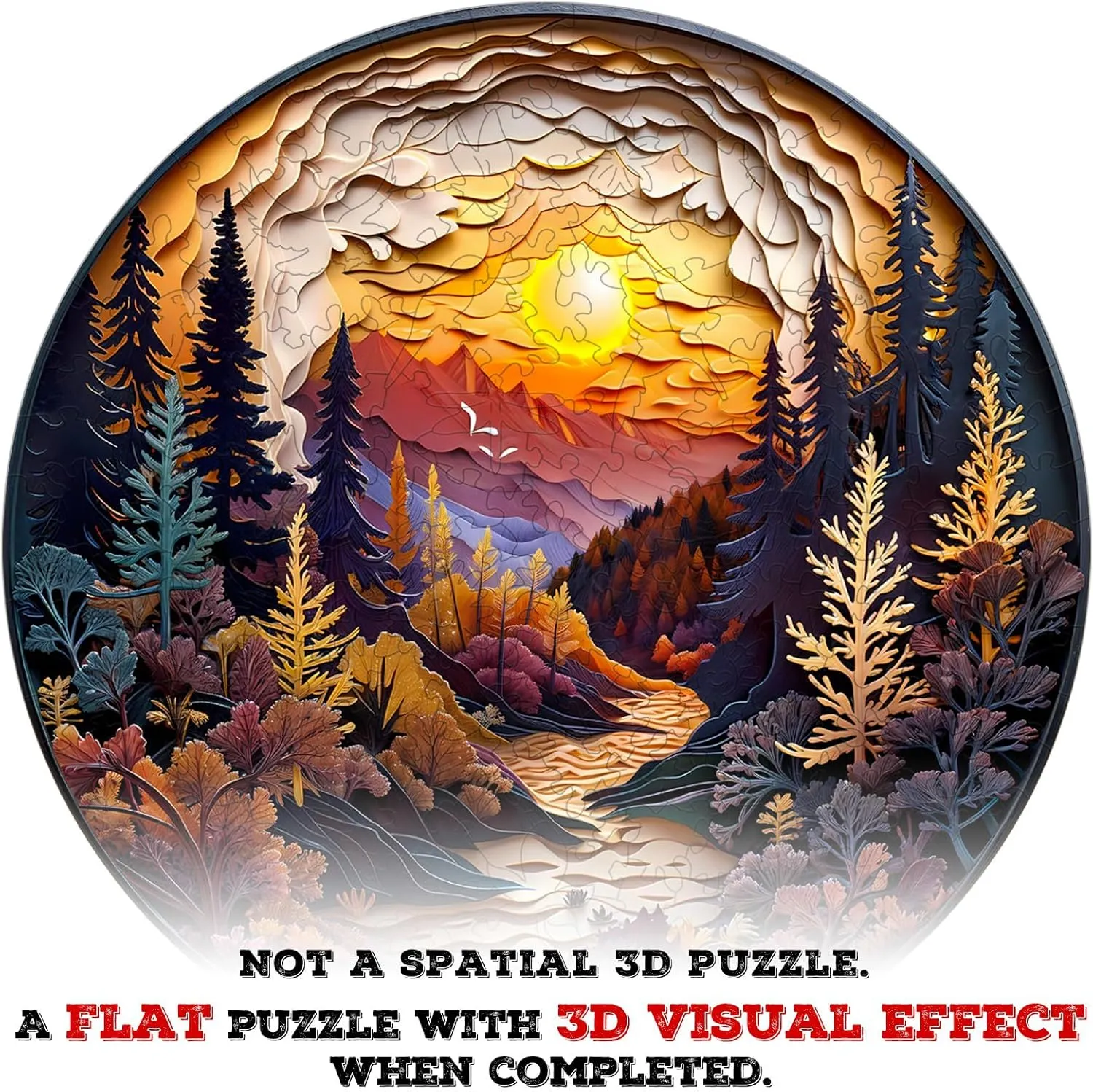 11.4 * 11.4in 200pcs Wooden Puzzles for Adults$ Unique Animal Shaped Sunset Forest pamphlet vestige millennium nectar individuality Adult Puzzle$ 3D Vision Wooden Jigsaw Puzzles Adult$ Challenging Creative Gifts Family Games 