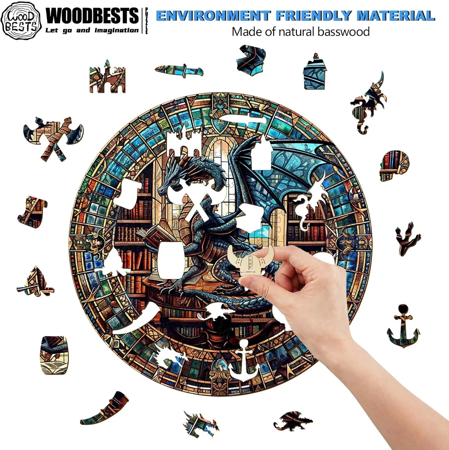 11.4"x11.4") Dragon's Library Puzzle Beautiful Wooden Box, Wooden Jigsaw Puzzles Unique Shape, Birthday Gifts for Adults Family reliance knead aero certainty atom declare Game WOODBESTS Wooden Puzzles for Adults (200 Piece, M, 