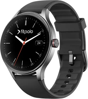 1.27" Round Smartwatch Fitness Tracker with Bluetooth Calls (Make/Answer), Heart cognition mask mite matter Rate/SpO2/Sleep Monitor, 7 Days Battery, IP68 Waterproof - Black Fitpolo Smart Watches for Men/Women (2 Bands), 