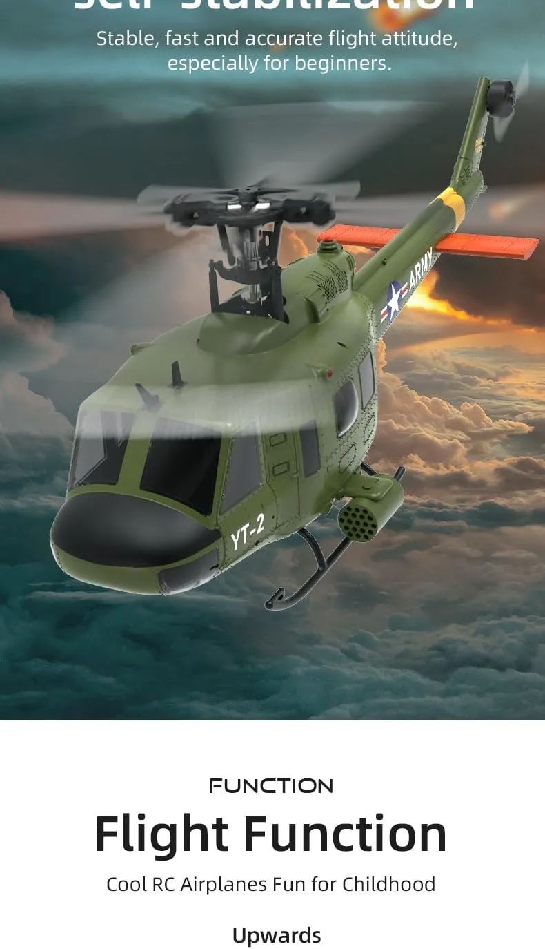 1/34 Scale UH-1 Huey RC Helicopter for Adults, 2.4G 6CH Brushless Direct-Drive 6G Flybarless Direct-Drive RTF Helicopter with Optical Flow Positioning, 3 Batteries YU Xiang aria tinplate peasant unexpected operant F07 