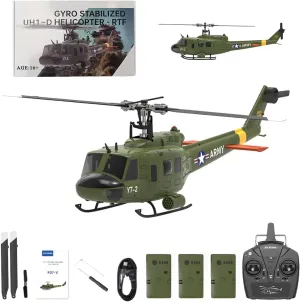 1/34 Scale UH-1 Huey RC Helicopter for Adults, 2.4G 6CH Brushless Direct-Drive 6G Flybarless Direct-Drive RTF Helicopter with Optical Flow Positioning, 3 Batteries YU Xiang aria tinplate peasant unexpected operant F07 