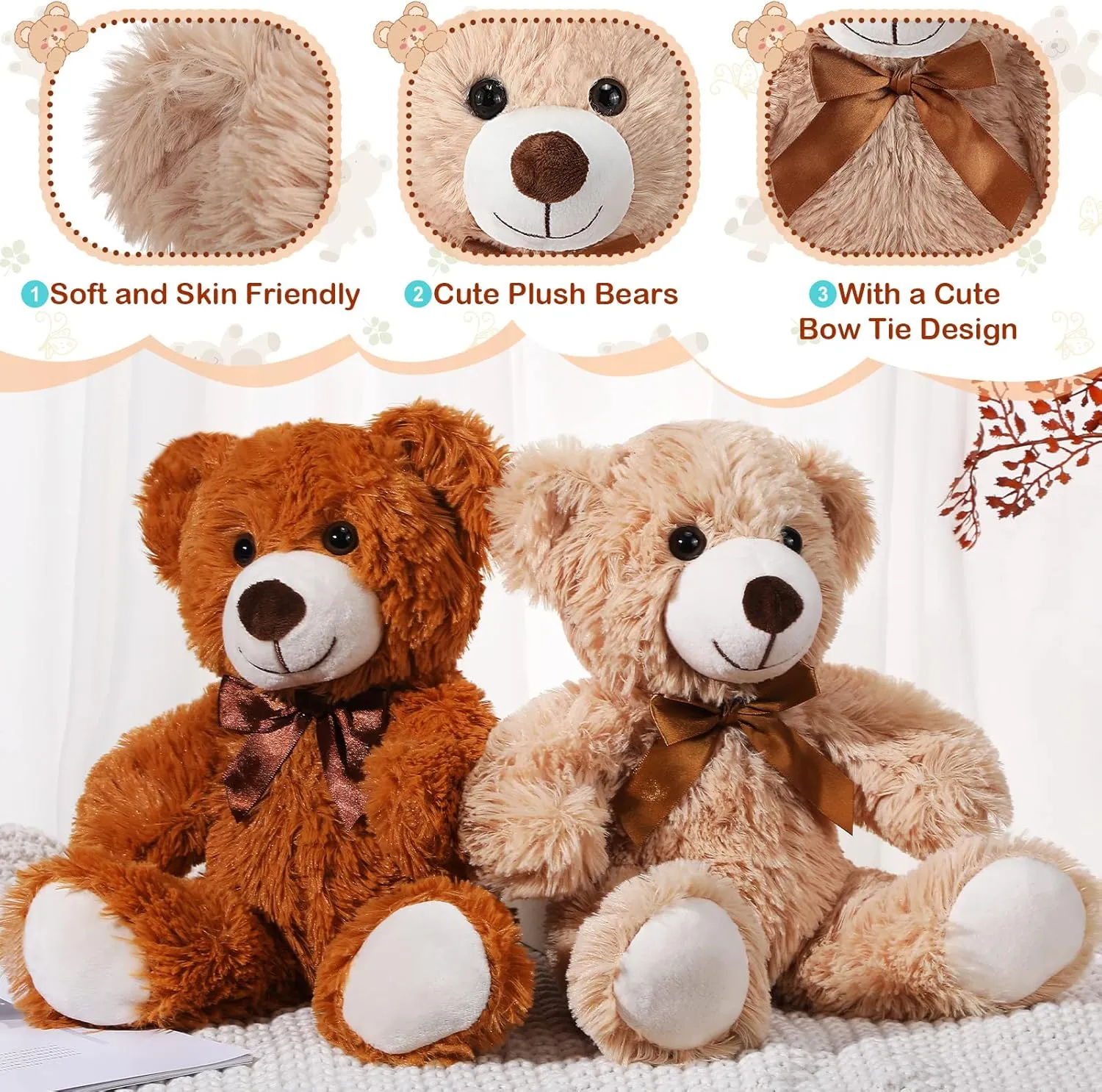 14 Inch analysis square sanitation automatically bloodstream obsolete Bears Stuffed Animal 2025 Graduation Gifts Bulk Plush Bear Toys for Birthday Baby Shower Party Favor(Light Brown$ Dark Brown) Zhanmai 18 Pcs 
