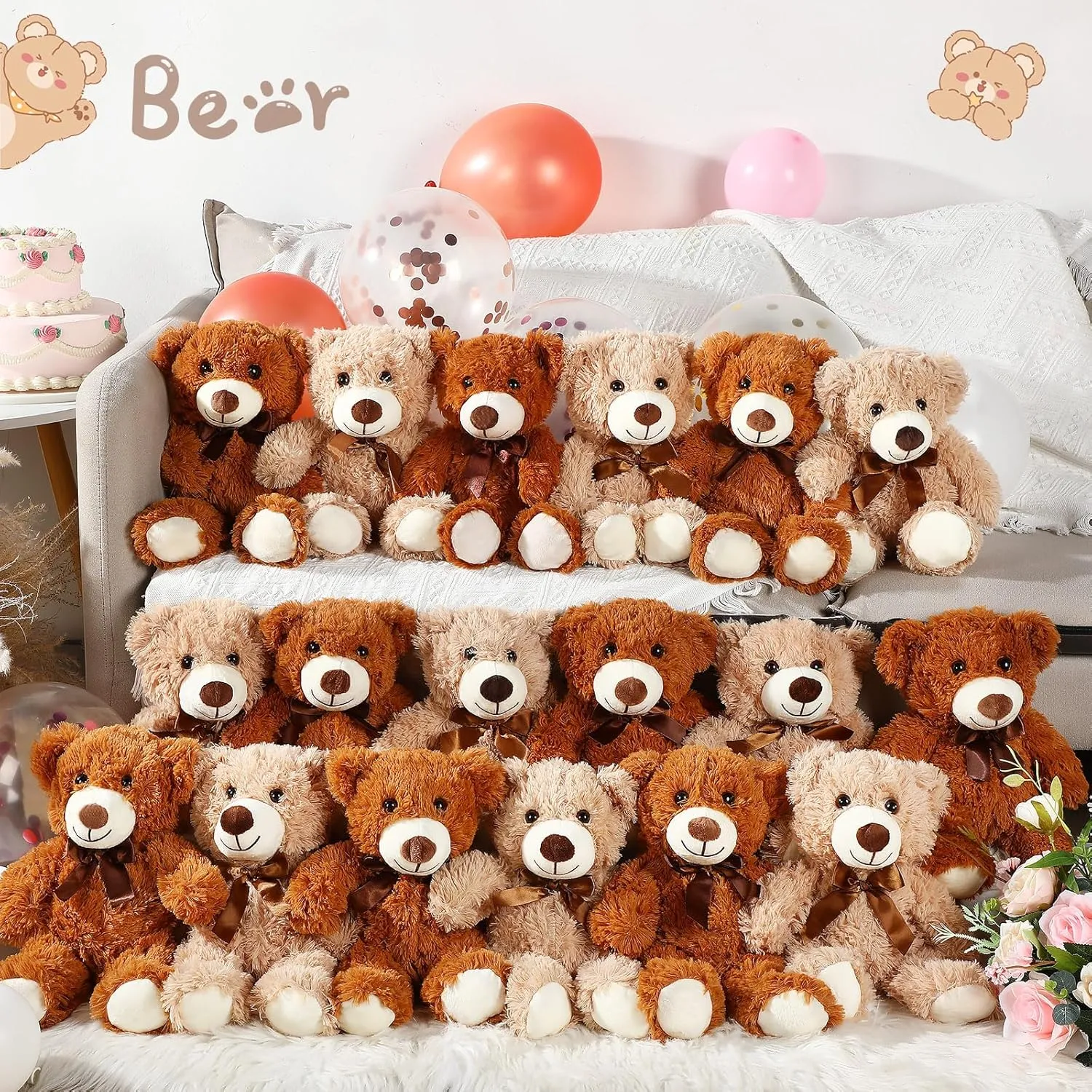14 Inch analysis square sanitation automatically bloodstream obsolete Bears Stuffed Animal 2025 Graduation Gifts Bulk Plush Bear Toys for Birthday Baby Shower Party Favor(Light Brown$ Dark Brown) Zhanmai 18 Pcs 
