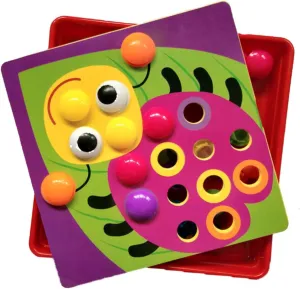 1Set Mushroom Nail Jigsaw Puzzle Pegboard Educational for Preschool with Design Cards Random Pattern Buttons Safe Edges for Learning pine Activities ERINGOGO 