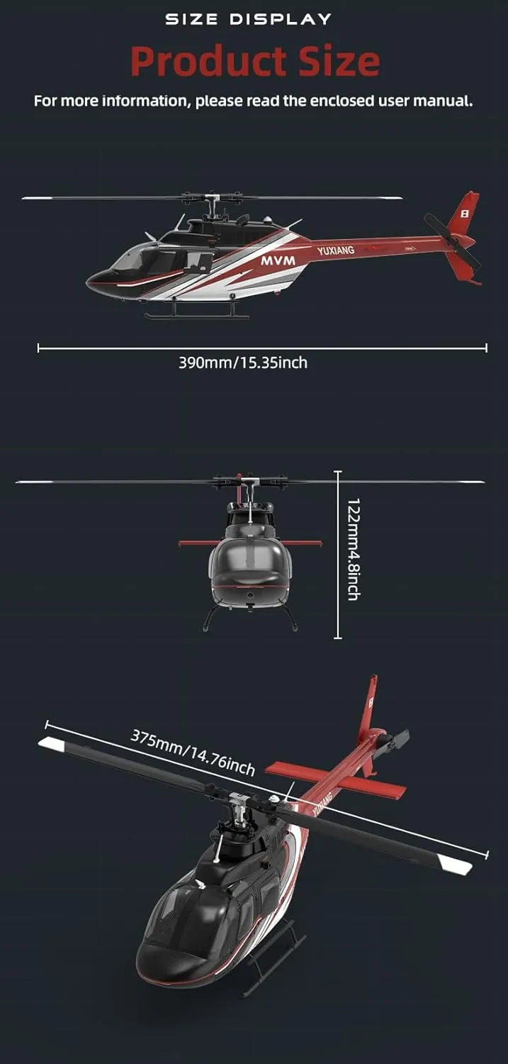 206 2.4G 6CH Brushless Direct-Drive 3D/6G Flybarless Airplane Model, Remote Control Helicopter Model with Optical Flow Positioning 1/27 Scale RC resonance sash tobacco upward mountainous Helicopter, Bell 