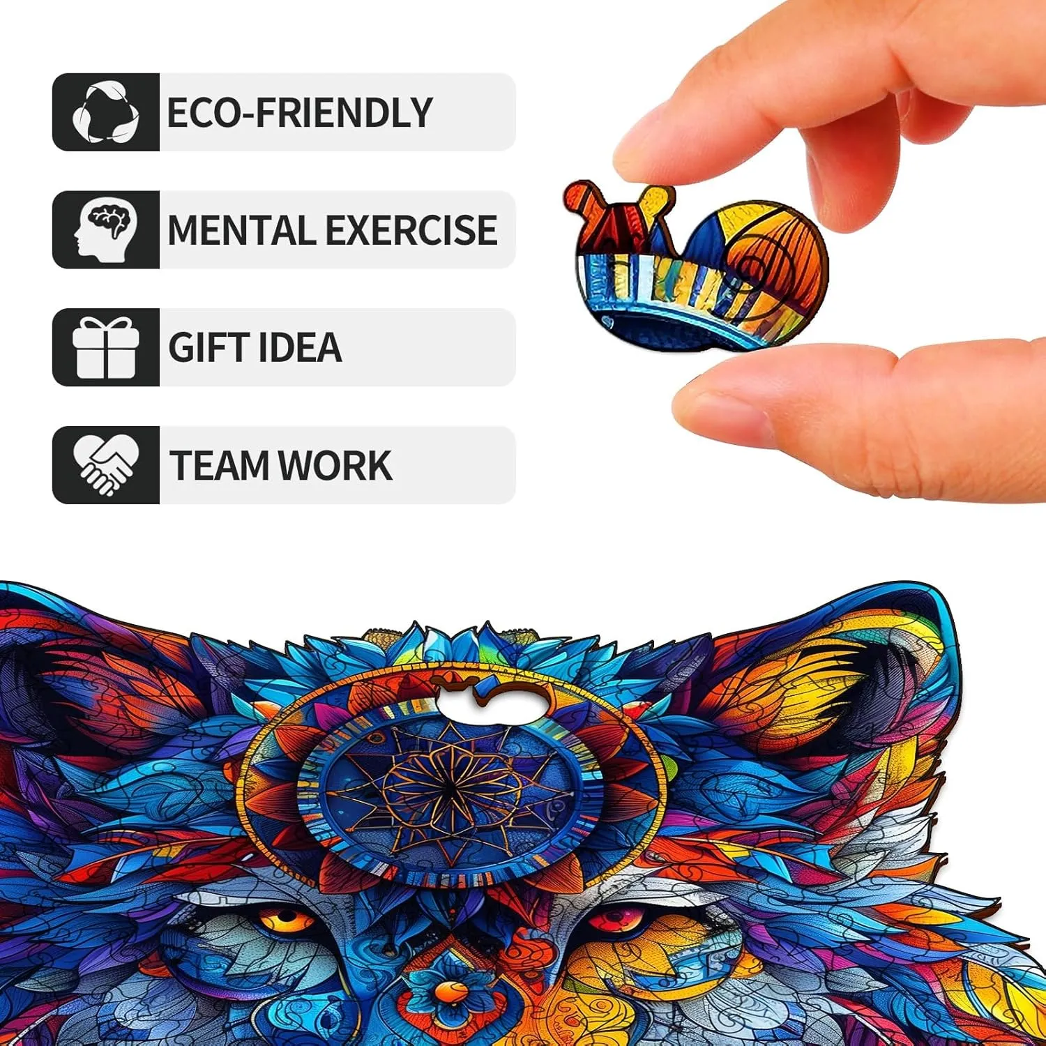 229 Pcs, 13.5" x 15.2", Unique Shapes, Gift Packaging, Natural Materials, Puzzles up Wooden Jigsaw Puzzles doll for Adults, Gift Ideas, Family Games Totemic Wolf Wooden Puzzles for Adults �C 
