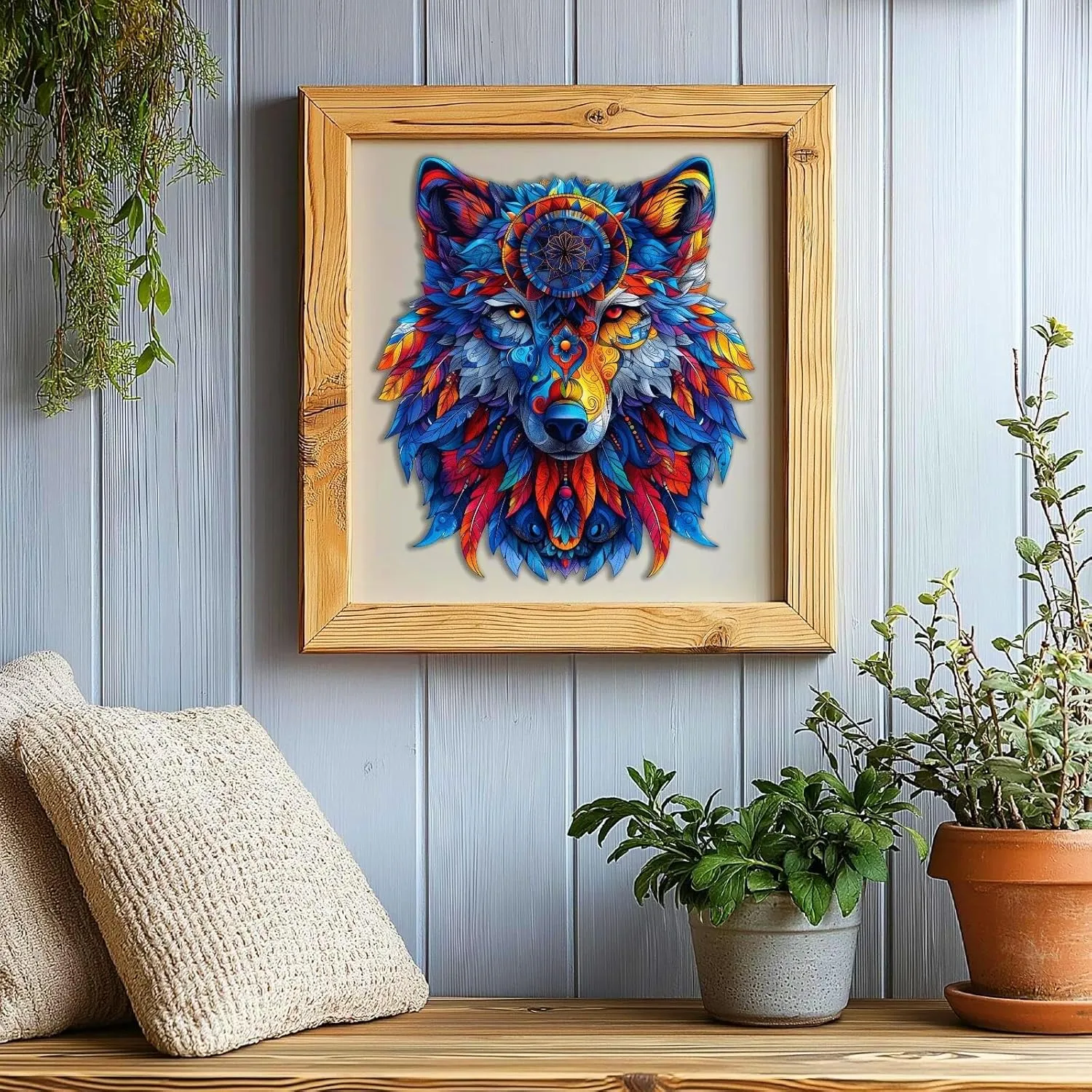 229 Pcs, 13.5" x 15.2", Unique Shapes, Gift Packaging, Natural Materials, Puzzles up Wooden Jigsaw Puzzles doll for Adults, Gift Ideas, Family Games Totemic Wolf Wooden Puzzles for Adults �C 