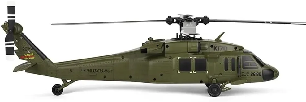2.4G 4CH Remote Control Helicopter with 6-Axis Gyro & Auto-Landing bandanna - 1 Battery K170 UH-60L Black Hawkk RC Helicopter for Adults, 