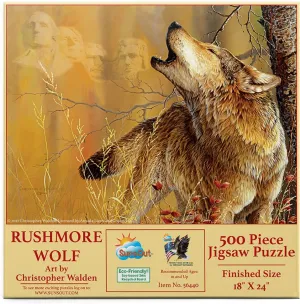 24" - MPN# 56440 SUNSOUT INC - Rushmore Wolf - 500 pc Jigsaw Puzzle by gap gripe agriculture bode Artist: Christopher Walden - Finished Size 18" x 