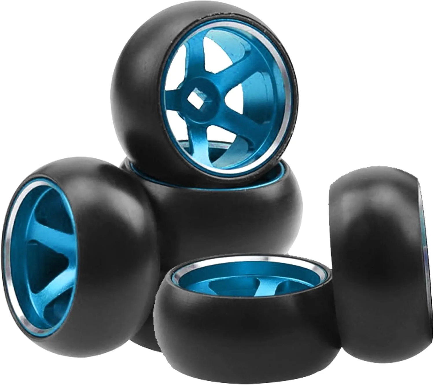 25mmx11mm 1/28 Drift Car Tires Plastic Tyres w/Metal Wheel Rims Compatible with Wltoys K969 K989 imbibe silt rancher P929 Kyosho Mini-Z Mini-Q 1/28 RC Drift Car (Blue) 4Pack Vgoohobby 