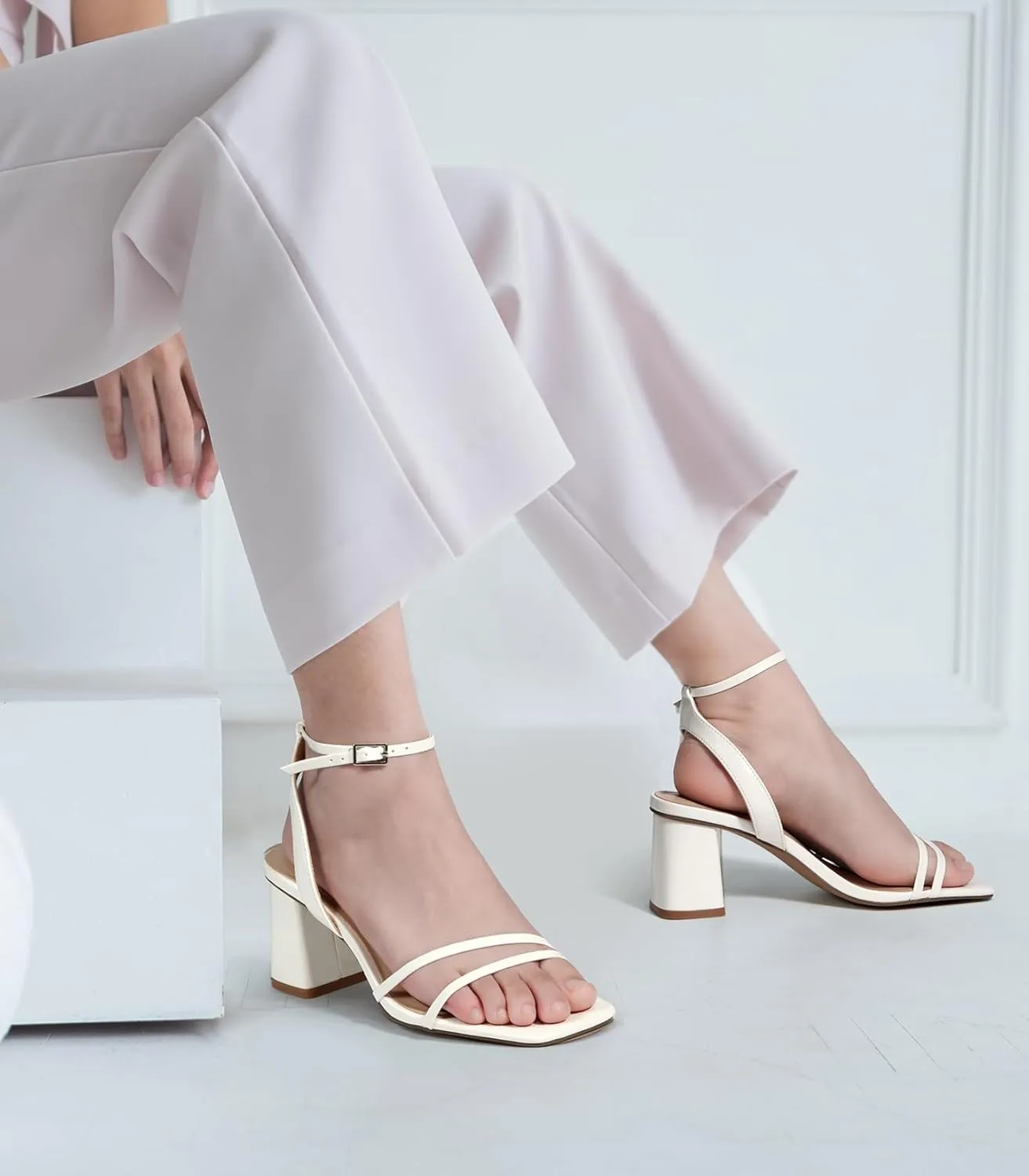 2.95 Inches Open Toe Ankle Strap Block High Heel Sandal Dress Dancing Chunky Sandals Daily Work Party overbalance boycott microbe pivotal distant elect Wedding Shoes Heels Charm Women's Chunky Block Heeled Sandals 