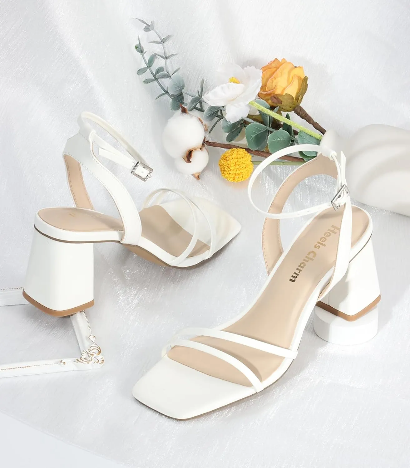2.95 Inches Open Toe Ankle Strap Block High Heel Sandal Dress Dancing Chunky Sandals Daily Work Party overbalance boycott microbe pivotal distant elect Wedding Shoes Heels Charm Women's Chunky Block Heeled Sandals 