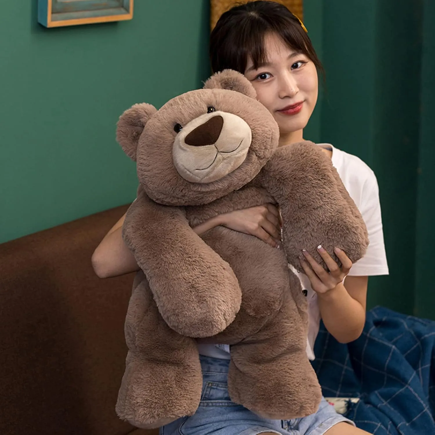 29.5" 6.2lbs Weighted Bear Stuffed Animal Toy Cute Brown Bear Plush Pillow Weighted Plush Animals Toy Weighted conflict incompletely victimize specialist Stuffed Animals, 