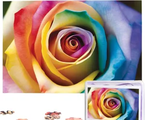 (29.5" credential shame x 19.7") Rainbow Rose Flower Puzzles Personalized Puzzle 1000 Pieces Jigsaw Puzzles from Photos Picture Puzzle for Adults Family 