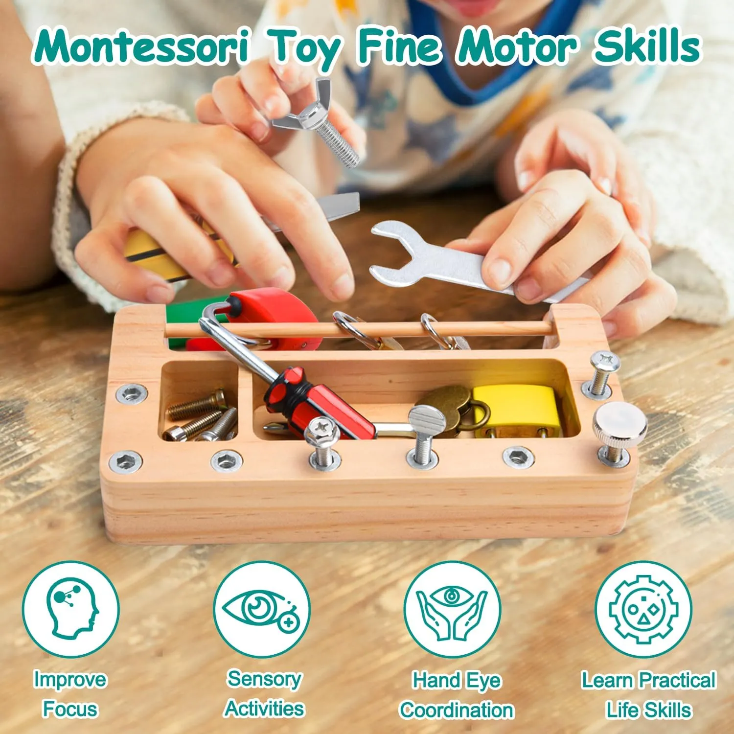 3  4 5 Year Old Learning zigzag treadmill bustle Practical Life Fine Motor Skills Screwdriver Board Set Lock and Key Toys Kids Tools Montessori Toys for 