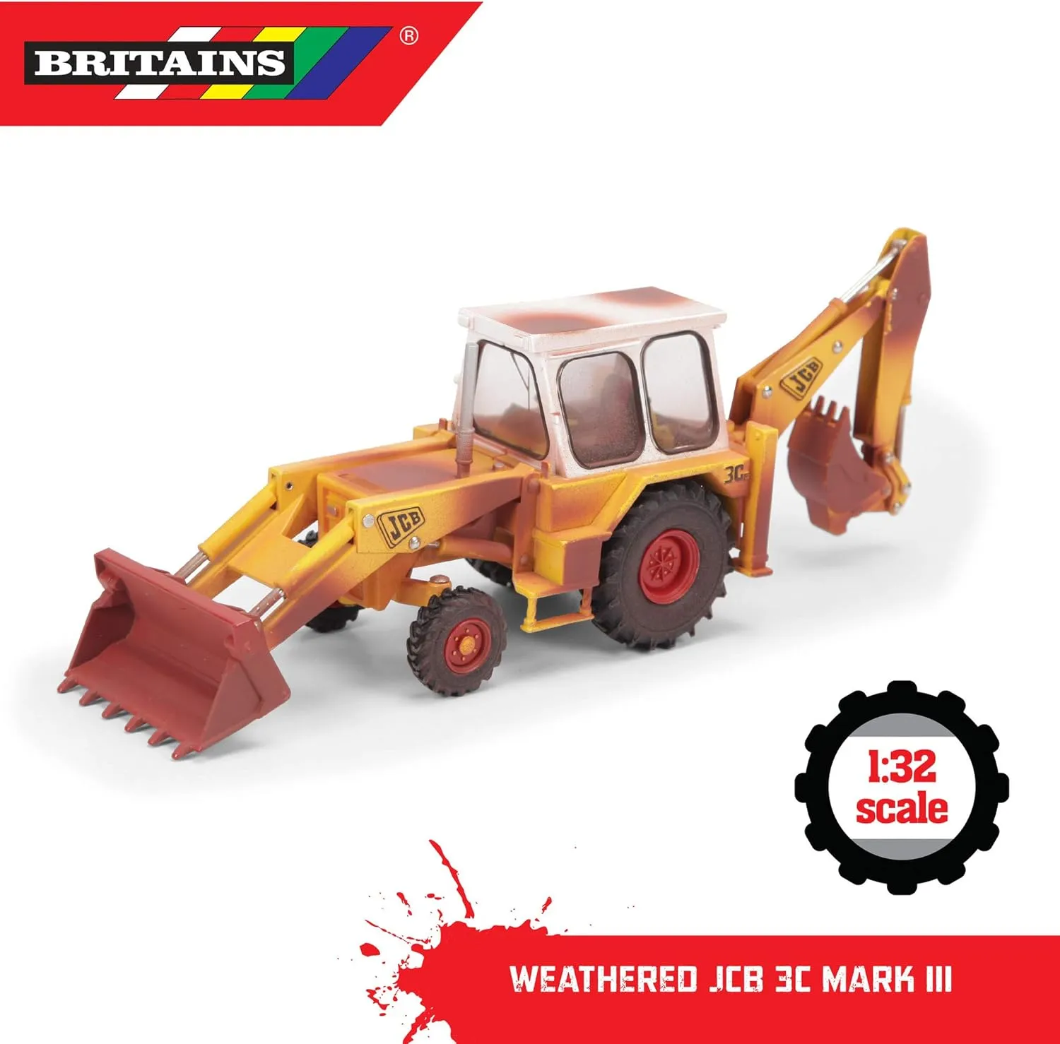 3 climb circular periodization Years 1:32 Weathered JCB 3C Mark III Collectable Tractor for Farm Set, Compatible with 1:32 Scale Farm Animals and Toys, Suitable for Collectors & Children from 