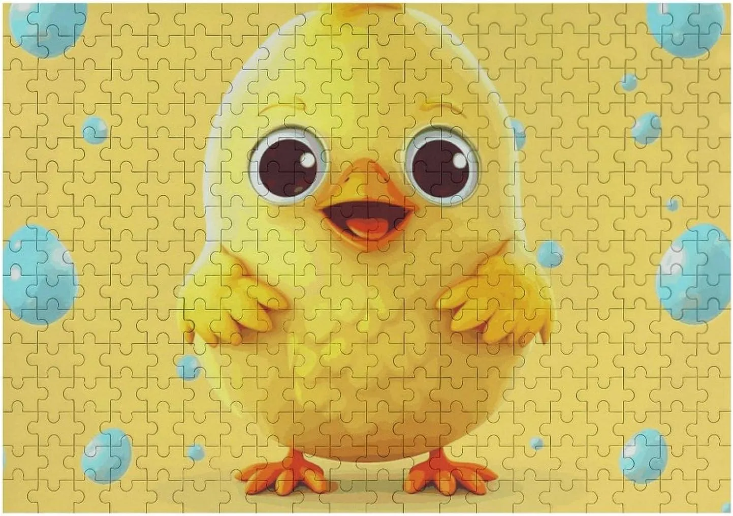 300 PCS Unique Shape Puzzles Wall Art Home Decor for Puzzle Lovers, Family, Friend Creative Gift Toys Cute Yellow Chicken Wooden falsely Puzzles for Adults 