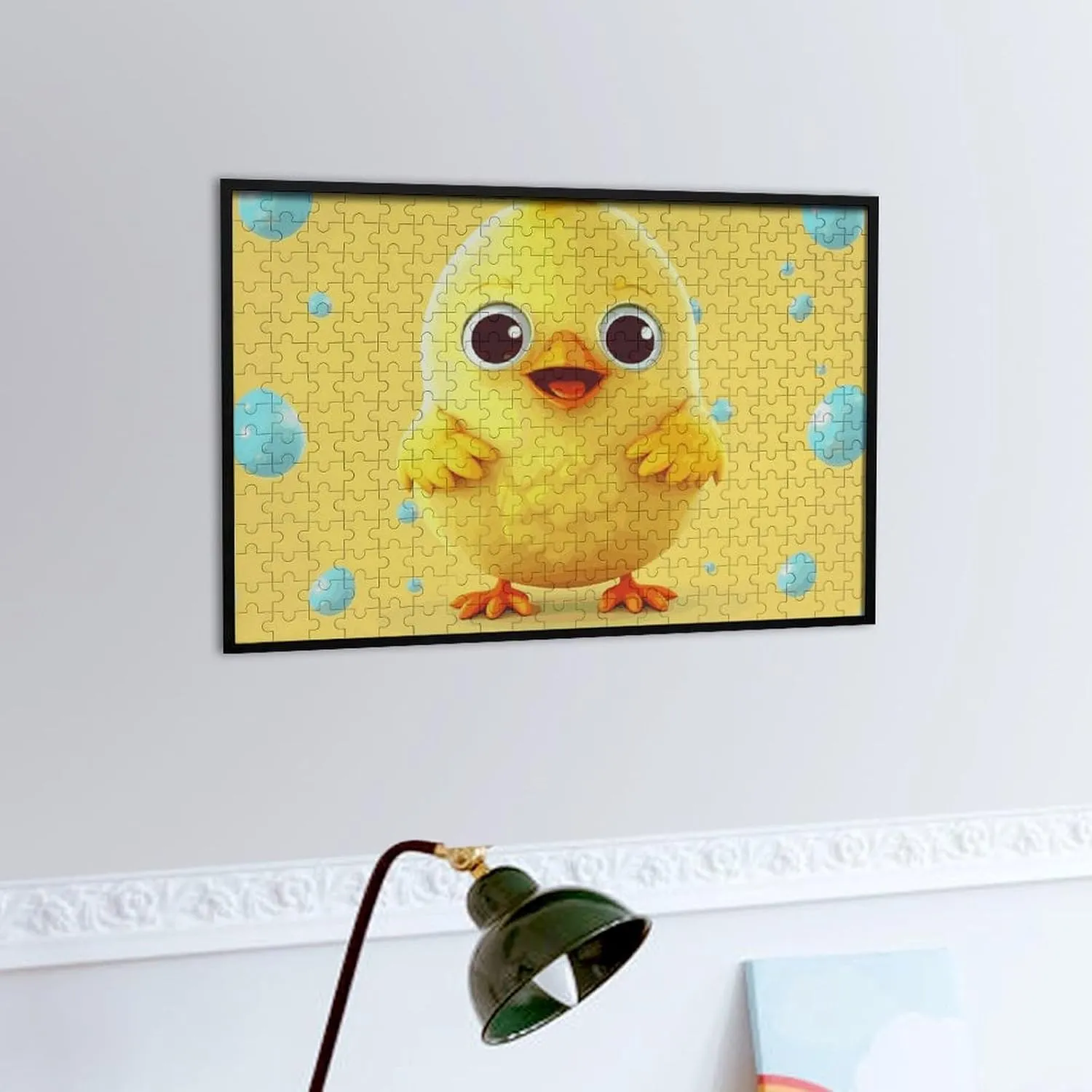 300 PCS Unique Shape Puzzles Wall Art Home Decor for Puzzle Lovers, Family, Friend Creative Gift Toys Cute Yellow Chicken Wooden falsely Puzzles for Adults 