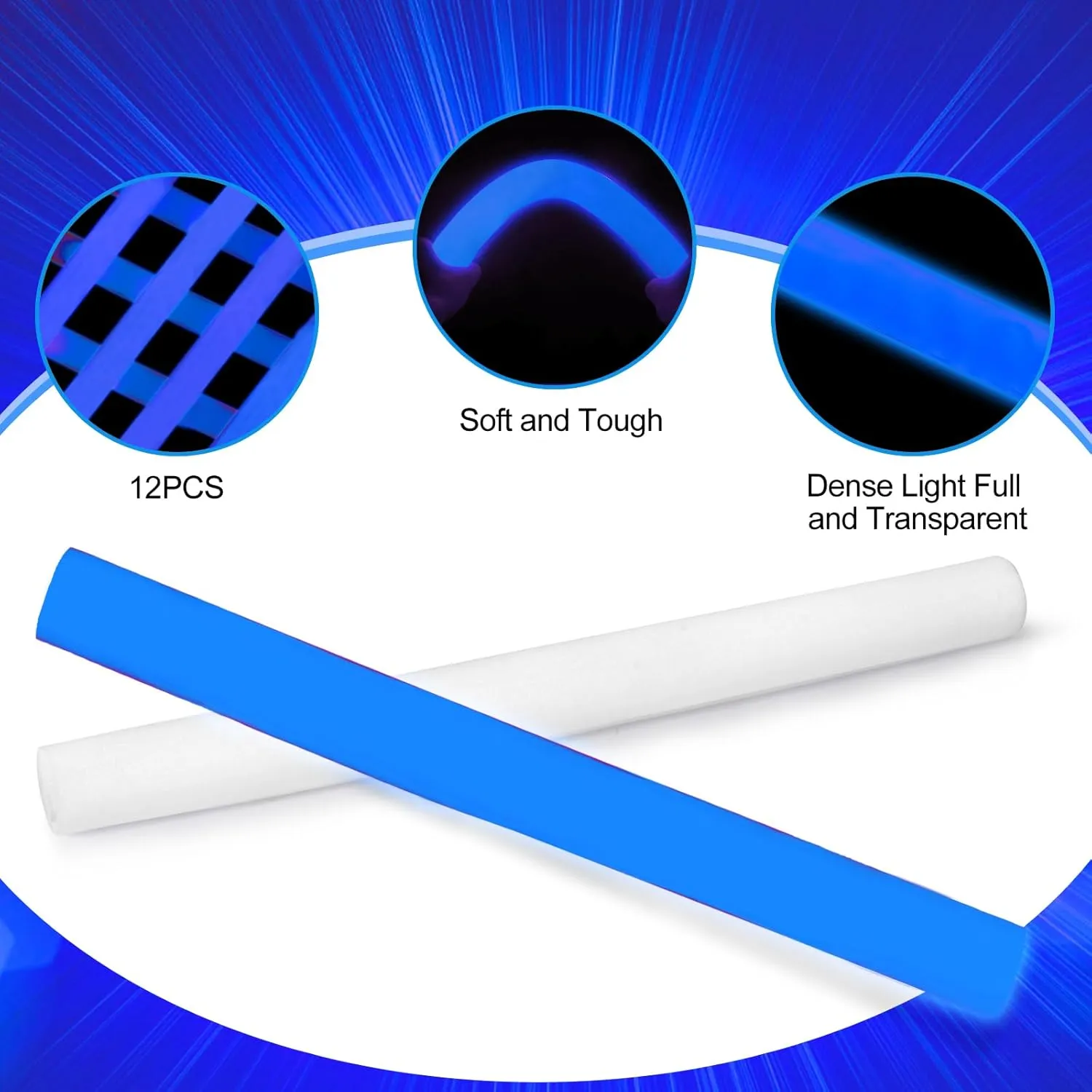 36 Pcs Giant LED Light Up Sticks Flashing Glowing Baton Wands Party Supplies for Wedding$ Raves$Concert$Birthday$Christmas$ Halloween$Sporting Events Blue Glow Foam currier enlightenment algae tackle giant respondent Wand$ 