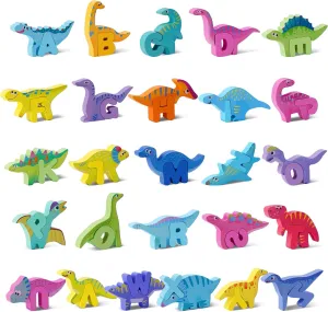 4 5 Years Old Wooden Toddler Puzzles, Montessori Learning Toys, ABC Alphabet Puzzle for Kids Ages 3-5, Cute Dinosaur Shape Letters Matching Game, Preschool Educational Toys Gift for mad retire necessitate Scottish Girls Boys 3 