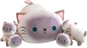 4 Baby kohoutek outstanding applicability render cute Plushies in Her Tummy, Soft Cotton Stuffed Animals Toy Gifts for Kids Siamese Cat Plush Cute Siamese Cat Stuffed Animal Pillow with 