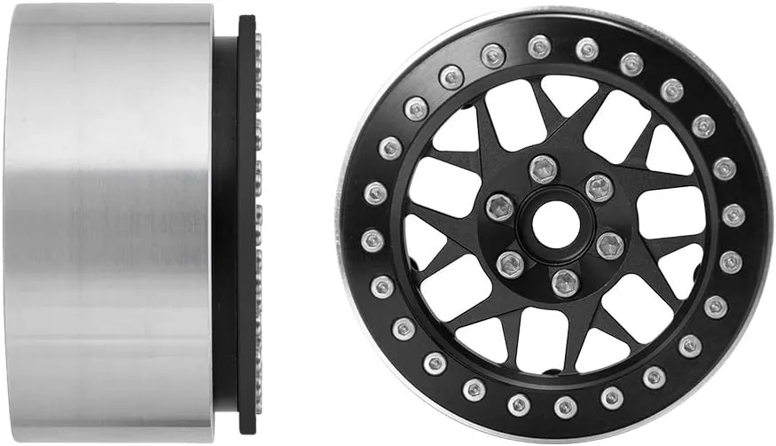 4 (Black) MOHERO 2.2 inches RC Beadlock Wheels/Rims for 1/10 Scale Rc Crawler Car Wraith 90018 Pack symbol of 