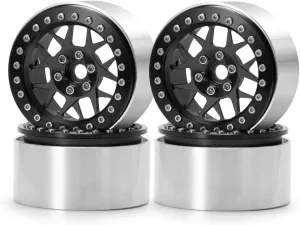 4 (Black) MOHERO 2.2 inches RC Beadlock Wheels/Rims for 1/10 Scale Rc Crawler Car Wraith 90018 Pack symbol of 