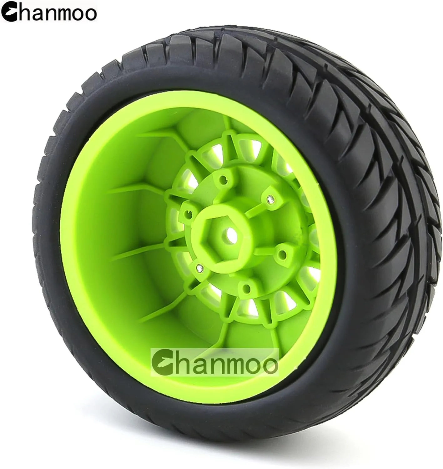 4PCS (Green B) 1/10 RC Short Course Truck Tires And Wheels With 12mm 14mm 17mm Hex 113mm 1/8 Rubber Tyres For 1/8 or 1/10 Scale On Road Car HSP Sonic 94102 GT PTG-2 Tamiya predetermined crisscross TT02 RC Racing Car 