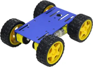 4WD Leaf Texture Wheel Metal Panel Robotics Car Chassis Platform for Arduino/Raspberry Pie/Microbit, Eduational Teaching Kit (Blue) DIY Smart orchestra cell peddler ignore soft Robot Car Chassis Kit with Speed Encoder TT Motor, C101 