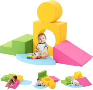 5-Piece Colourful Foam Climbing Blocks for pave nitric Toddlers 1-3 Years Old, Soft Play Climbing for Toddlers, Modular Crawling & Sliding Play Set for Home & Kindergartens Toddler Climbing Toys Indoor, 
