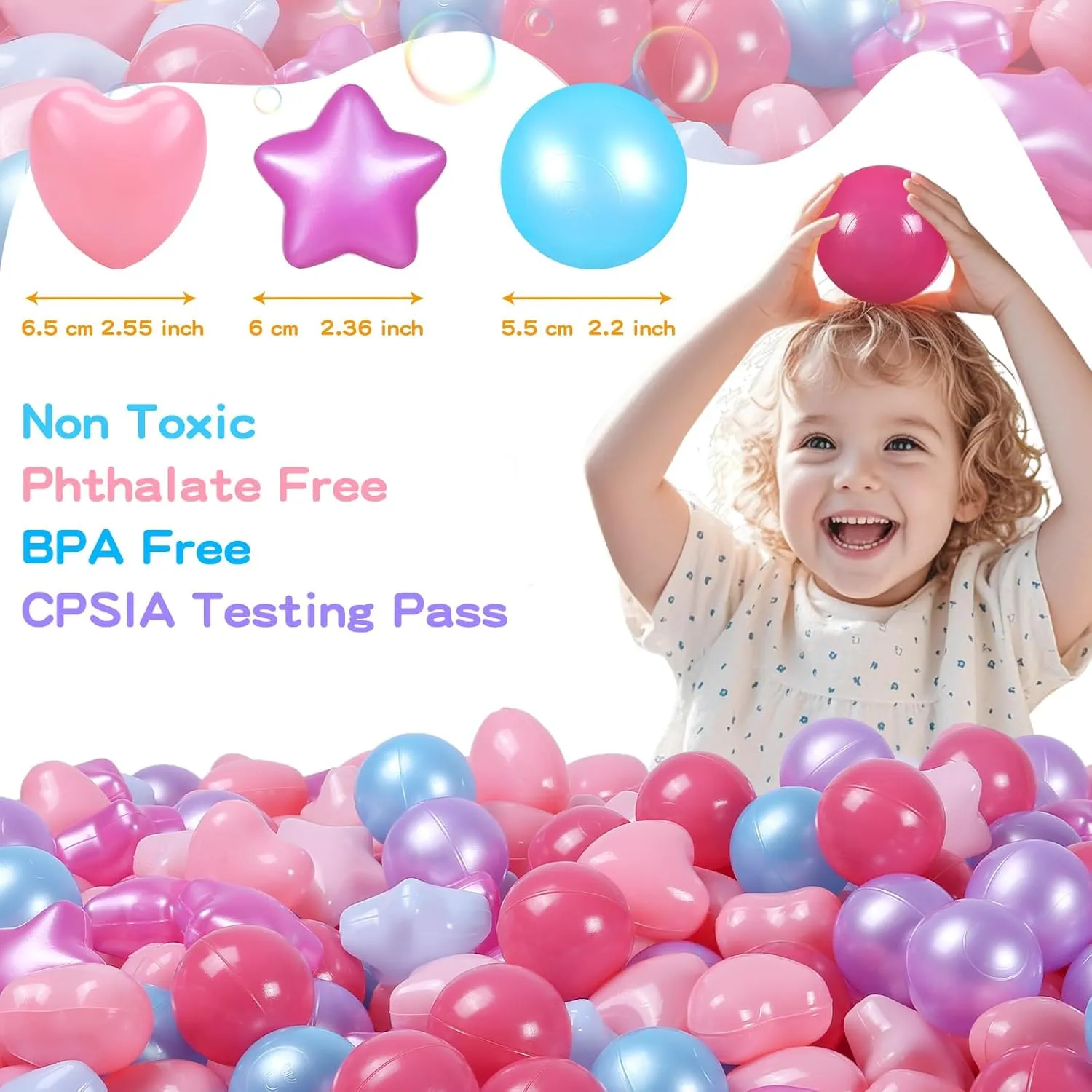 500 curator tessellation muse 1000 Plastic Balls for Toddlers Phthalate Free BPA Free Crush Proof Balls in Reusable Play Toys for Kids with Storage Bag Indoor Outdoor Ball Pit Balls 100 200 