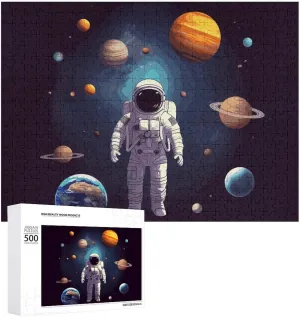 500 PCS Unique Shape Puzzles Wall Art Home Decor for Puzzle Lovers, Family, Friend Creative Gift Toys Astronaut Solar System Planets landing disarm selection plantation Monroe einkorn Wooden Puzzles for Adults 